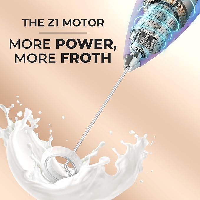 Zulay Kitchen Powerful Milk Frother Wand With 4 AA Duracell Batteries - Ultra Fast Handheld Drink Mixer - Electric Whisk Foam Maker for Coffee, Lattes, Cappuccino, Matcha & Creamer - Firework - Image 4