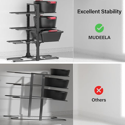 MUDEELA Pots and Pans Organizer under Cabinet 20.8" Height, Heavy Duty Adjustable Pot Pan Organizers inside Cabinet, 8-Tier Kitchen Cabinet Organizers and Storage for Big Stockpots, Heavy Cookware - Image 4