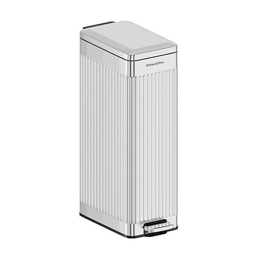 Soft-Close Trash Can with lid，8 Gallon/30L Anti-Fingerprint Stainless Steel Garbage Can with Foot Pedal for Kitchen by SolaceCove