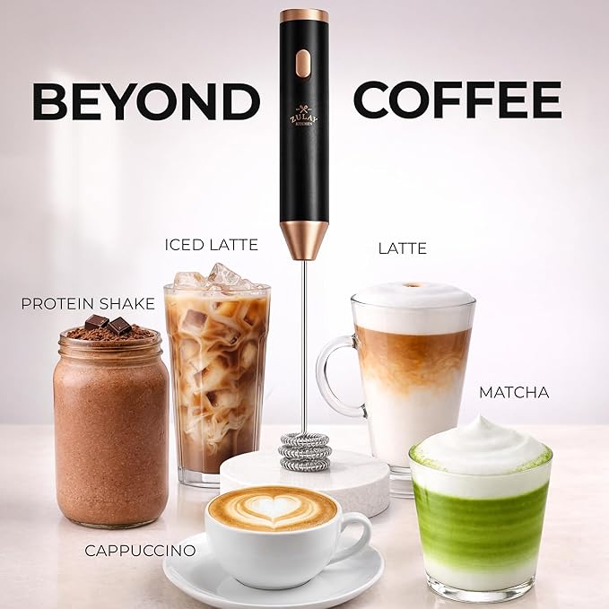 Zulay Kitchen Metal Rechargeable Milk Frother, 3 Whisk Attachments Handheld Frother Wand, 1800mAh USB-C Charging, Electric Drink Mixer for Protein, Matcha & Powders - One Charge Lasts up to 6 Months - Image 6
