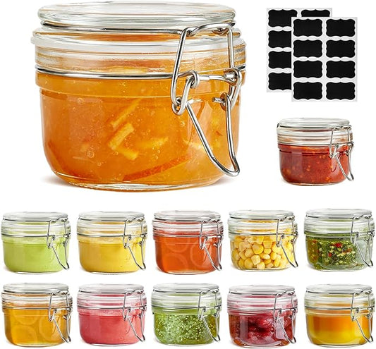 ComSaf 4oz Glass Spice Jars with Airtight Lids (Value Pack of 12), Bulk Mini Mason Jars for DIY Wedding Favors, Spices, Herbs & Crafts, 120ml Small Glass Canisters for Complete Pantry Organization by ComSaf