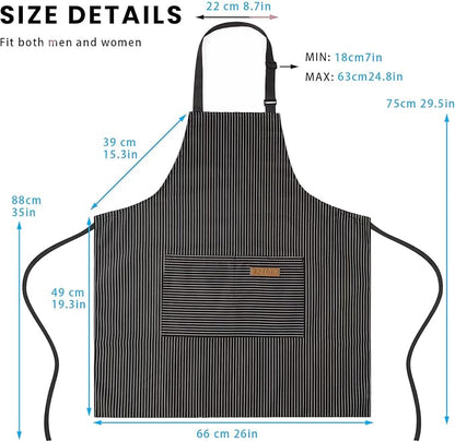 BeLuyi Adjustable Bib Apron with 2 Pockets Chef Cooking Kitchen Restaurant Aprons for Women Men - Image 3