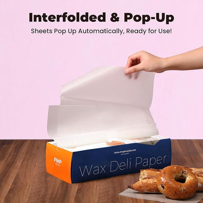 Fit Meal Prep [1000 Pack] 12 x 10.75" Wax Paper Sheets for Food, Interfolded Precut Deli Paper, Pop Up Grease-Proof Sandwich Paper Wraps, Waterproof for Lunch, Food Basket, Microwave Cover, BBQ