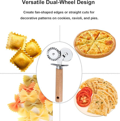 Pastry Double Cutter Wheel,Dual-Head Baking Tool for Home and Kitchen Use,Ravioli Cutter