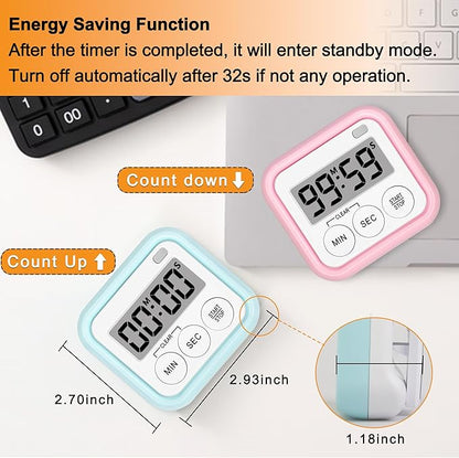 Timer, Kitchen Timers for Cooking Classroom Timer for Kids Teachers Magnetic Digital Timers 4 Pack, Blue - Image 5