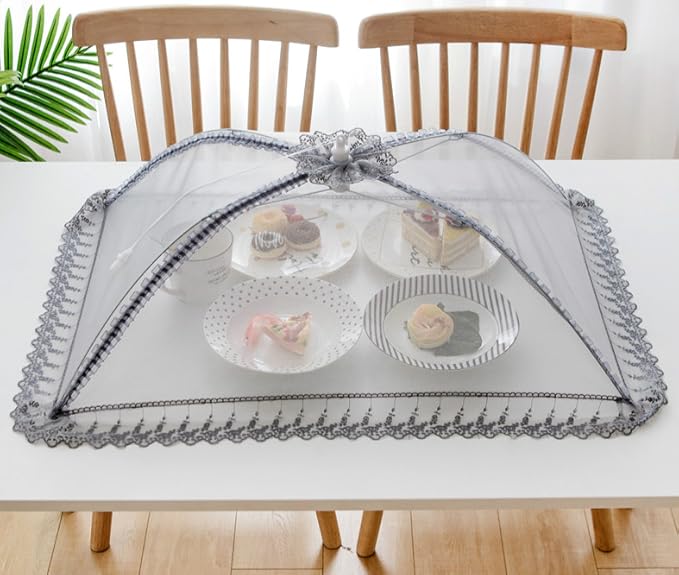Wuyue Hua40X50cm Large Premium Pop-Up Mesh Screen Food Cover Tent Umbrella, Reusable and Collapsible Outdoor Picnic Food Covers Mesh, Net Food Covers Keep Out Flies, Bugs, Mosquitoes …