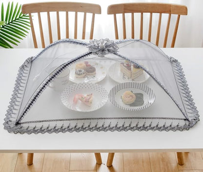 Wuyue Hua40X50cm Large Premium Pop-Up Mesh Screen Food Cover Tent Umbrella, Reusable and Collapsible Outdoor Picnic Food Covers Mesh, Net Food Covers Keep Out Flies, Bugs, Mosquitoes …