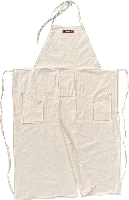 OATMEAL, the original split overlapped apron for ceramics, arts, and chefs, SHORTER VERSION - 43.5 inches long