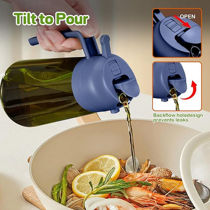 YARRAMATE 16oz/470ml Dark Green Oil Sprayer for Cooking with Stickers, Food-grade Premium 2 in 1 Olive Oil Dispenser Bottle for Kitchen Gadgets, Air Fryer, Salad, Frying, BBQ (Navy) - Image 6