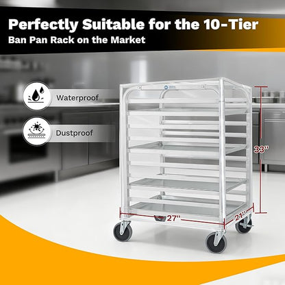 BIEAMA Bun Rack Cover – 10 Tier Commercial Bakers Racks Sheet Pan Rack Cover PVC with 2 Sided Zippers, Clear 27" L x 21" W x 33" H - Image 2