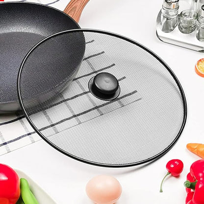 Splatter Screen, Frying Pan Splatter Screen, Splash Guard Lid with Knob, Extra Fine Mesh Splash Guard Pot Lid,Iron Coating Grease Guard Frying Pan Cover for Cooking(size:29cm) - Image 3