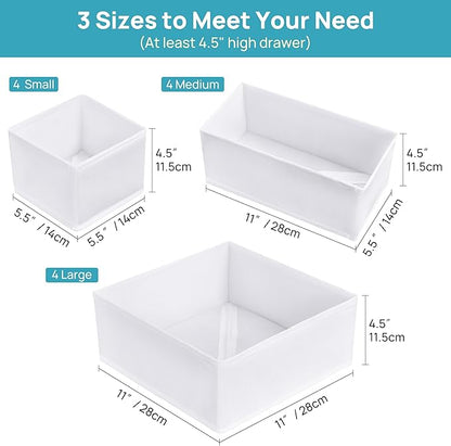 Vtopmart 12 Pack Baby Clothes Organizer, Dresser Drawer Organizer for Baby Clothing, Foldable Fabric Closet Drawer Storage Bins, Nursery Dresser Dividers for Bra, Socks, Ties, Scarf - Image 6