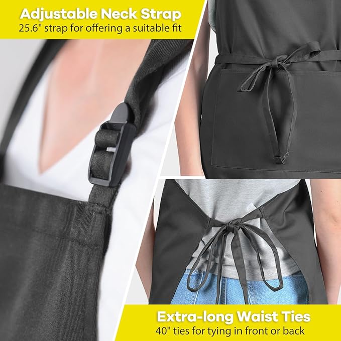 ROTANET Extra Large Apron for Men Adjustable Bib Aprons with 2 Pockets Cooking Kitchen Women Chef Water & Oil Resistant - Image 5