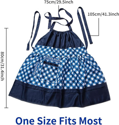 Lovely Flower Pattern Retro Aprons With Large Pockets for Women Girls Cooking Kitchen Bakery Mother's Gift