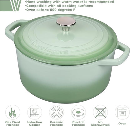 VORRINGARD Enameled Cast Iron Dutch Oven Pot with Lid, for Bread Baking, Round Bread Oven- include Sourdough Bread Baking Supplies Set, 6QT, Green - Image 3