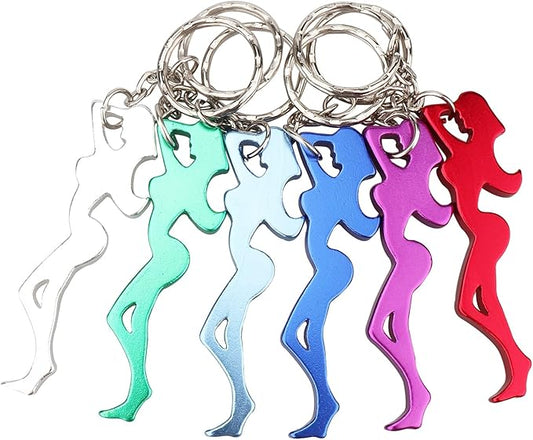 Swatom Girl Shape Bottle Opener Keychain 6PCS with Key Tag Chain Ring Accessories (Random Colors)…