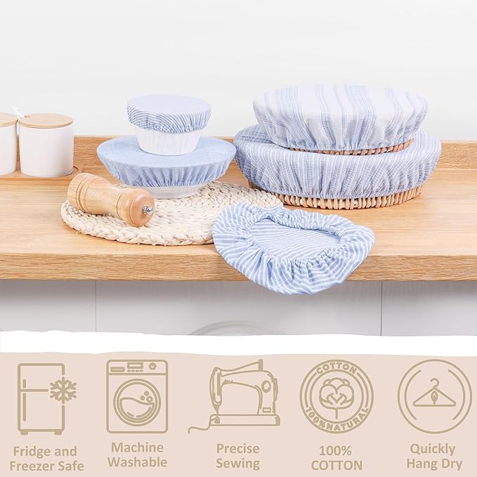 Reusable Bowl Covers, 5 Size Stretch Cloth Bowl Covers for Bread Proofing, cloth Fabric bowl Cover for Food Fruits Leftover (N)