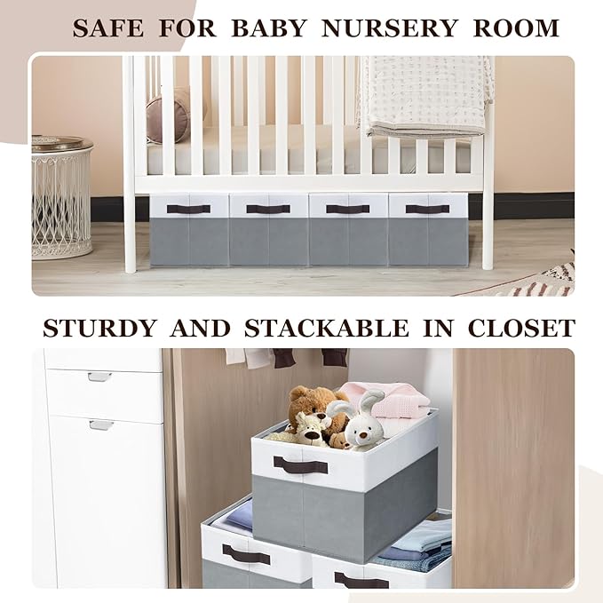 Criusia 12 Pack Large Storage Baskets for Shelves | Fabric Closet Organizers and Storage Bins with Handles for Home Organization | Decorative Collapsible Basket for Organizing Clothes Toy Nursery - Image 4