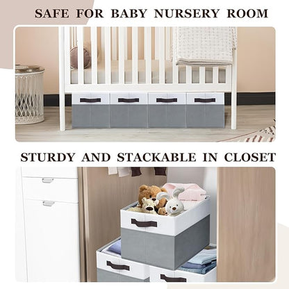 Criusia 12 Pack Large Storage Baskets for Shelves | Fabric Closet Organizers and Storage Bins with Handles for Home Organization | Decorative Collapsible Basket for Organizing Clothes Toy Nursery - Image 4
