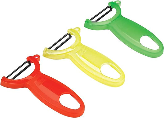 Kuhn Rikon Original Swiss Translucent Peeler Set, 4-Inch, Red/Green/Yellow