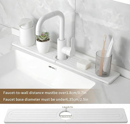 Faucet Mat for Kitchen Sink -Diatomite Stone Drying Mat for Kitchen Counter & Bathroom Sink,Quick-Dry Kitchen Sink Mat-Sink Protector & Splash Guard,Super Absorbent (White, 23.6" x 4") - Image 4