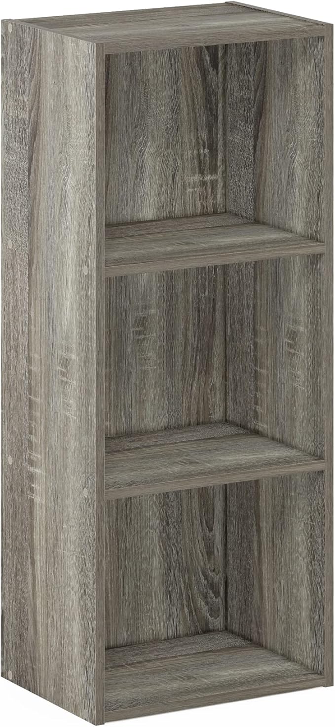 Furinno LUDER Book Shelf, 3-Cube Bookshelf, Bookcase with Open Shelves, 9.3 x 12 x 31.5, Easy Assembly, for Living Room, Bedroom, Home Office, French Oak - Image 7