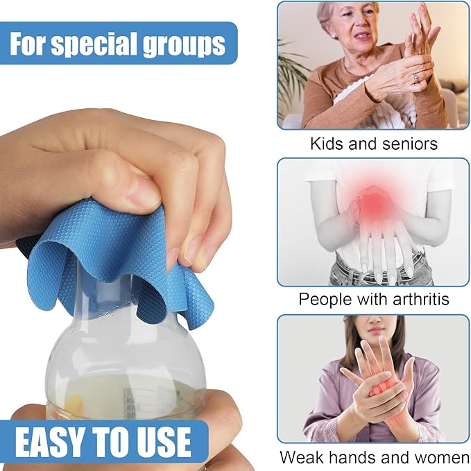 LUTER 4pcs Jar Opener, Rubber, Multi-function Silicone Bottle Opener for Seniors with Weak Hands Lid Cap Gripper Pads Kitchen Coasters Gadgets(Blue, Purple) - Image 6