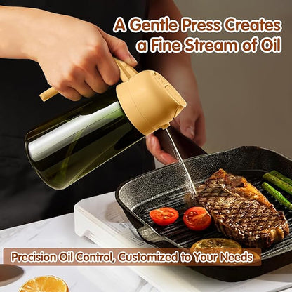 YARRAMATE 16oz/470ml Light-Blocking Dark Oil Sprayer for Cooking, 2 in 1 Olive Oil Dispenser Bottle for Kitchen, Premium Dark Green Glass Oil Bottle, Food-Grade Oil Mister for Air Fryer, BBQ (Orange) - Image 5