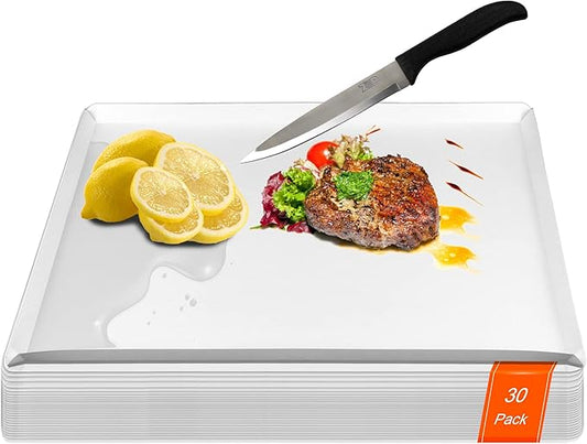 ZVP Disposable Cutting Boards 30 Count, Collapsible Cutting Board Sheet with Built-in Crease, Flexible Plastic Cutting Mat for Kitchen and Commercial Use, 17 x 12 In White by ZVP