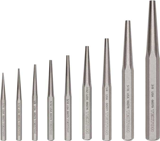 TEKTON Solid Punch Set, 9-Piece (1/6-3/8 in.) | PNC94001 | Made in USA