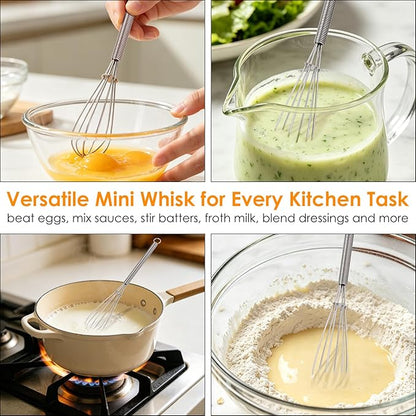 HOTEC Mini Whisks Anti-Rust 304 Stainless Steel Set of 2-5“ & 7", Small Whisk for Cooking, Baking, Mixing Ingredients - Image 6