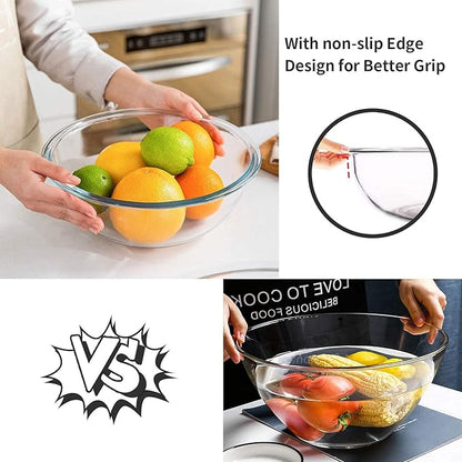 Luvan Glass Mixing Bowl with Airtight Lids, (1QT, 1.5QT, 2.5QT, 3.7QT), 8-piece Kitchen Salad Bowls Clear Nesting Big Cooking Bowl, Microwave Oven Safe for Meal Prep,storage,Baking,Serving - Image 5