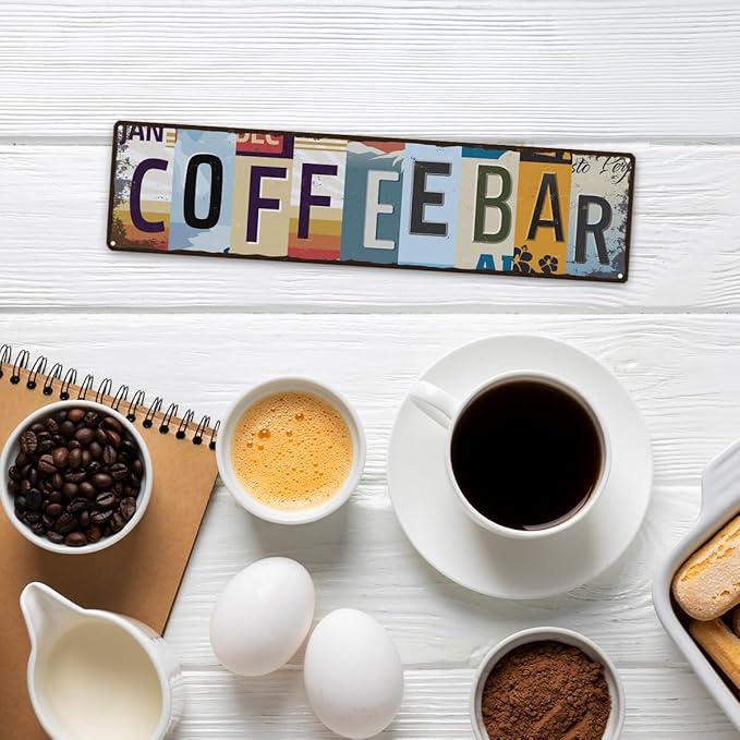Coffee Bar Sign for Coffee Bar Decor, Retro Tin Metal Sign, Rustic Farmhouse Wall Decors, Wall Decorations, Vintage Home Decor for Kitchen, Coffees Corner Station Decors, 15.8x4 Inches - Image 5