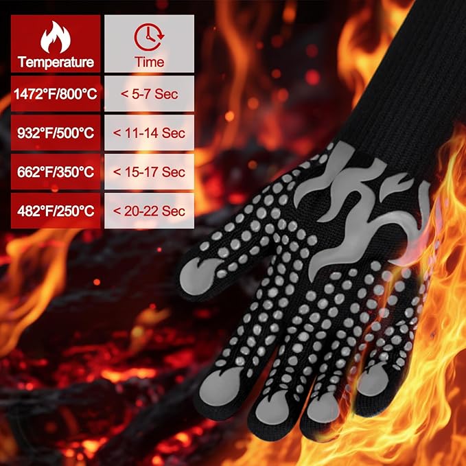Comsmart BBQ Gloves, 1472F Heat Resistant Silicone Non-Slip Oven Mitts, Long Kitchen Gloves Perfect for Grilling, Cooking, Baking, Cutting - Image 2