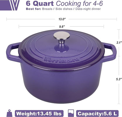 VORRINGARD Enameled Cast Iron Dutch Oven Pot with Lid, for Bread Baking, Round Bread Oven- include Sourdough Bread Baking Supplies Set, 6QT, Purple - Image 2