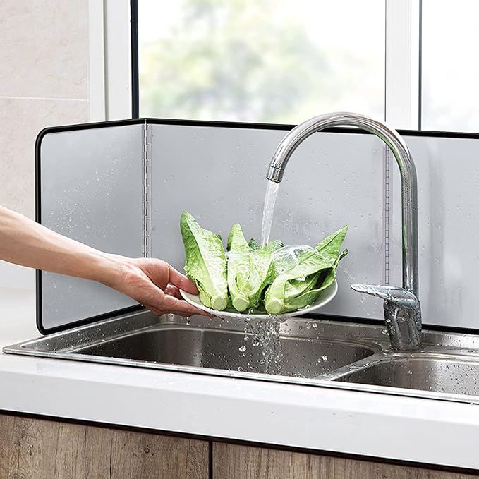 Splatter Guard for Frying Non-Stick 3 Sided Foldable Grease Splatter Screen Stainless Steel Backsplash Anti Splatter Shield Guard for Stove Screen Protector for Frying Stove Top Wall L ANGINORLD - Image 4