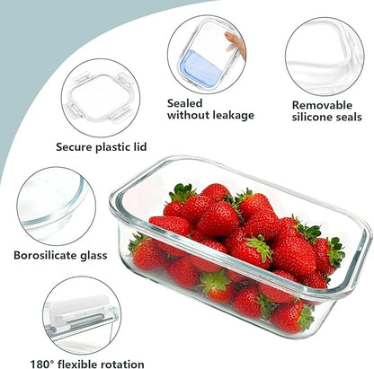 12 Pack Glass Lunch Meal Prep Containers with Lids Airtight Leakproof, Stackable for Microwave, Oven, Freezer and Dishwasher Safe (White) - Image 3