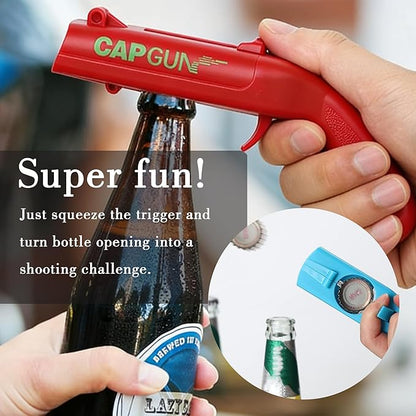 Bottle Opener with Cap Launcher – Funny Shooting Gun for Parties, BBQ, Tailgates – Unique Beer Cap Shooter Gadget for Men – Cool Gifts for Dad, Husband, Him on Birthday, Father's Day(Red+Blue) - Image 3