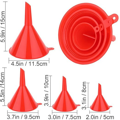 6 Pcs Automotive Oil Funnel Set – Wide Mouth Fuel Funnels with Long Neck, Flexible Spout & Removable Filter – for Gasoline, Coolant, Water, Engine Oil - Image 4