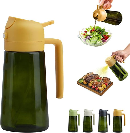 2 In 1 Oil Dispenser And Oil Sprayer, 16 Oz/470 Ml Oil Dispenser For Kitchen Spray, With Fine Mist Nozzle, Suitable For Cooking, Air Fryer, Salad, Grilling (yellow-1)