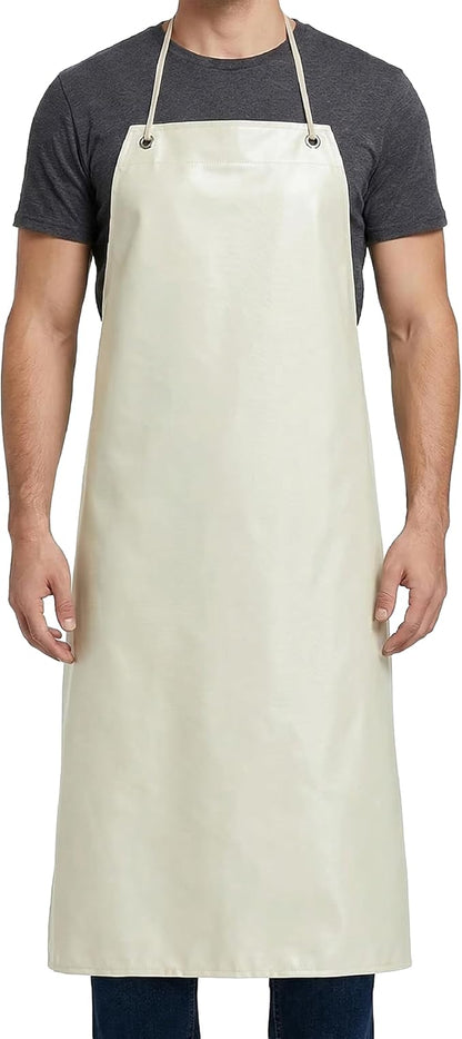 Xpose Safety Heavy Duty Vinyl Waterproof Aprons, White - For Home, Industrial and Commercial Use - Chemical Resistant