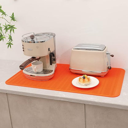 MicoYang Silicone Dish Drying Mat for Multiple Usage,Easy clean,Eco-friendly,Heat-resistant Silicone Mat for Kitchen Counter or Sink,Refrigerator or Drawer Liner Orange 4XL 32 inches x 18 inches - Image 8