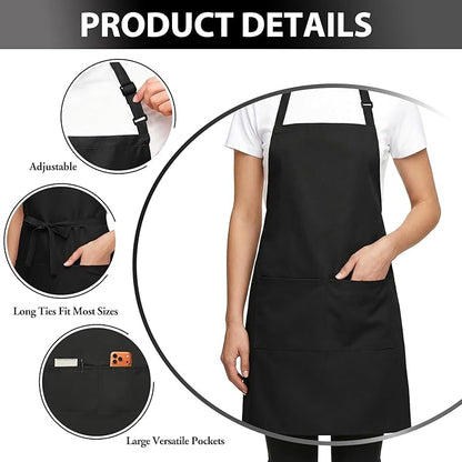 BOHARERS 2 Pack Cooking Kitchen Aprons with 2 pockets Unisex Adjustable Chef Apron for Women Men - Image 2