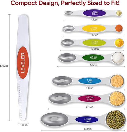 Magnetic Measuring Spoons Set with Strong N45 Magnets, Heavy Duty Stainless Steel Metal, Fits in Most Kitchen Spice Jars for Baking & Cooking, BPA Free, Multicolor - Image 3