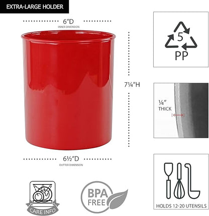 Reston Lloyd Multipurpose Utensil/Crock Holders Organize Wide Variety of Sizes of Utensils & Tools, Includes Extra Large, Large, & Miniature, Set of 3, Red
