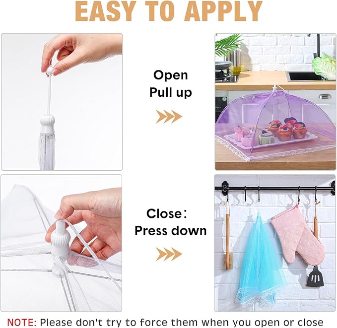 Tanlade 16 Pcs Mesh Food Cover Food Tent Set Reusable Collapsible Pop up Food Nets for Outdoors Summer Party Picnic, 2 Pcs 40" x 24", 4 Pcs 17" x 17", 5 Pcs 14" x 14", 5 Pcs 12" x 12" (Colorful)