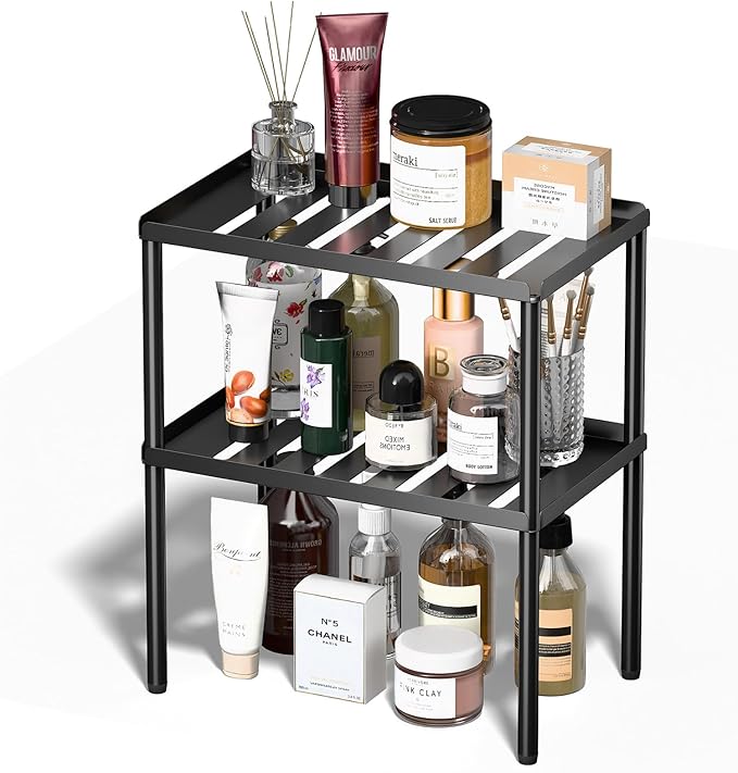Cabinet Organizer Shelf, 2 Tier Kitchen Cabinet Organizer with Stackable Cabinet Shelves for Kitchen Countertop Storage, Metal Kitchen Shelf Organizer for Spice, Pantry & Under Sink by Unknown