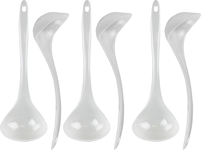 Reston Lloyd Melamine Soup Ladle Kitchen Utensil, Premium Quality Utensil with Heat Resistant Ergonomic Handle, Durable BPA-Free Plastic, 10.5 inch long, 6pc Set, White by RestonLloyd