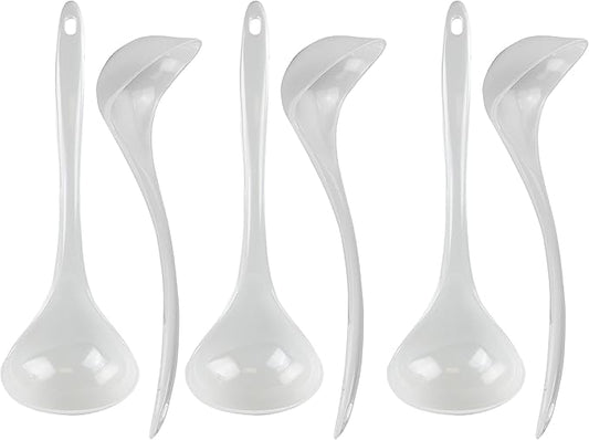 Reston Lloyd Melamine Soup Ladle Kitchen Utensil, Premium Quality Utensil with Heat Resistant Ergonomic Handle, Durable BPA-Free Plastic, 10.5 inch long, 6pc Set, White by RestonLloyd
