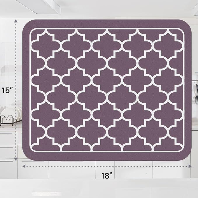 WISELIFE Dish Drying Mat Super Absorbent Drying Mat Large Dish Drying Mats for Kitchen Counter Easy Clean Dish Mat Kitchen Drying Mat15"x 18" Stylish Purple - Image 3